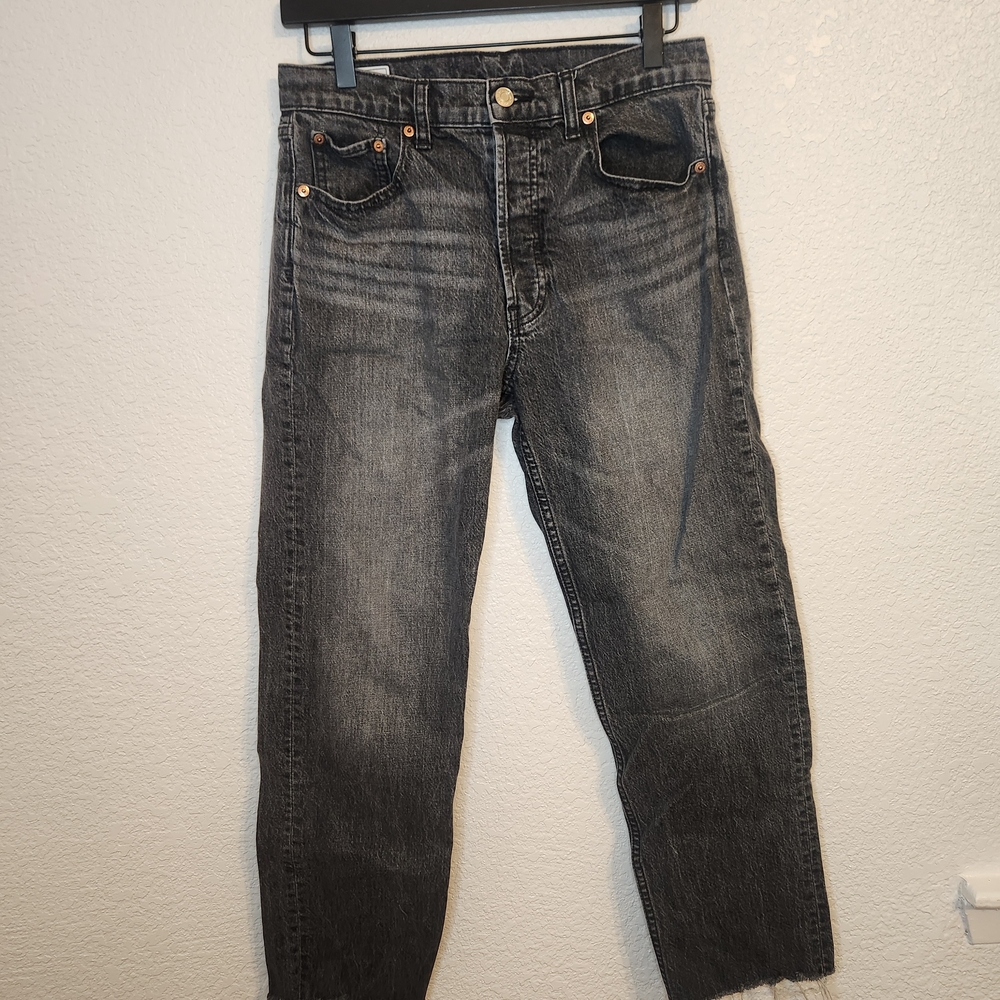 GAP Women's Black Washed Straight-Leg Jeans